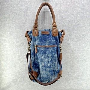 Bed Stu Blue Denim Tote Double Handle Handbag